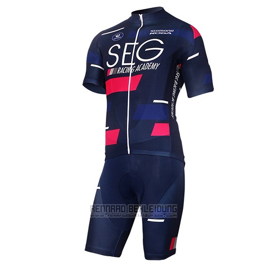 2017 Fahrradbekleidung SEG Racing Academy Blau und Rot Trikot Kurzarm und Tragerhose - zum Schließen ins Bild klicken